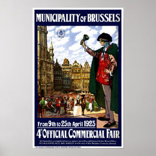 Affiche juste vintage de la Belgique Bruxelles