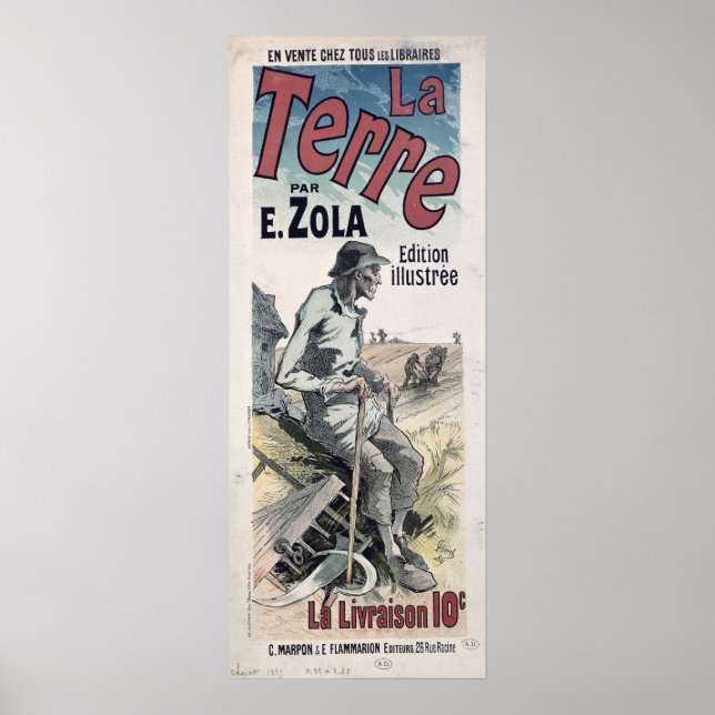 Affiche "La Terre" par Emile Zola, 1889 (Devant)