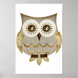 Affiche large de hibou de yeux