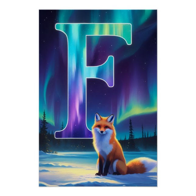 Affiche lettre F Aurore boréale | Impression d'art (Devant)