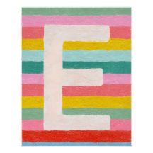 Affiche lettre monogramme E décoration dopamine lu