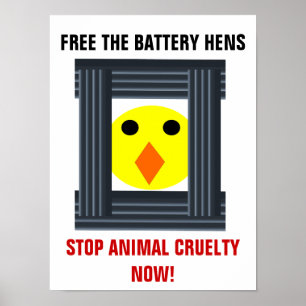 Affiche Libérez Les Poules En Batterie