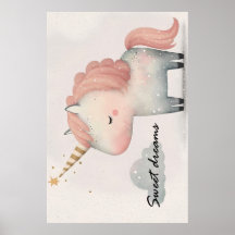 Affiche licorne mignonne