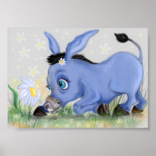 Affiche Little Donkey et Daisy Peinture de Votre T