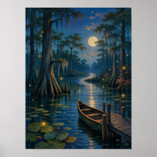 Affiche Lucioles Bayou de Cyprès Clair de Lune 12x