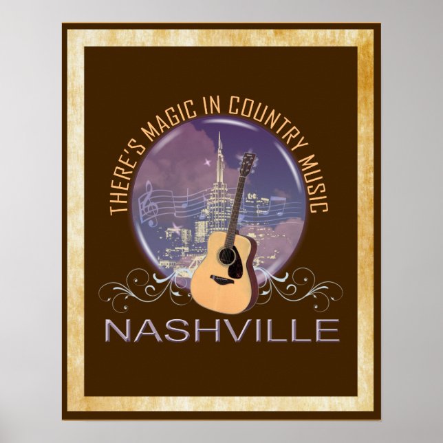Affiche magique de musique country de Nashville (Devant)