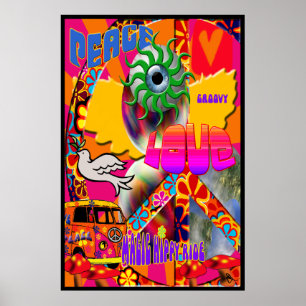 Affiche magique de tour de hippie