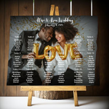 affiche mariage avec tableau de sièges avec photo