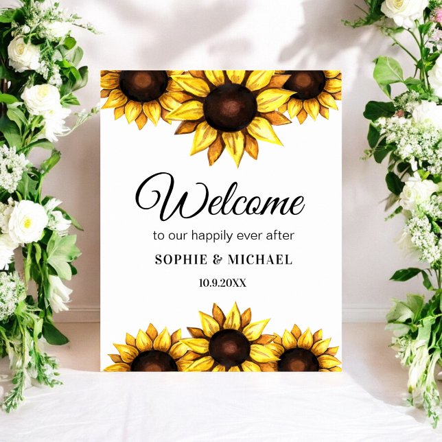 Affiche Mariage de tournesol blanc Affiche de bien (Créateur téléchargé)
