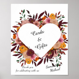 Affiche Mariage Fleurs d'automne Cartes et cadeaux
