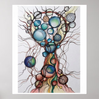 Affiche mate abstraite de l'arbre de vie neurograp