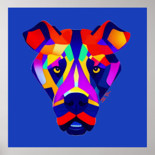 Affiche matte bleu de la chienne d'Alexandre