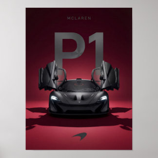 Affiche McLaren P1 Hypercar - Supercar noire