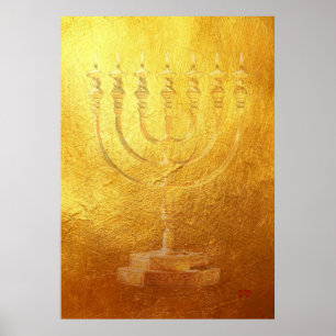 Affiche Menorah d'or Judaica