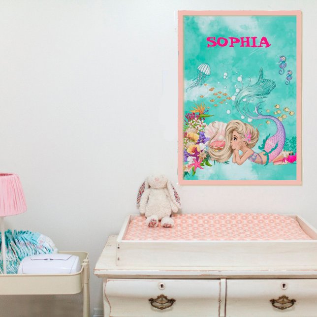 Affiche Mermaid Light Hair Rose Étoile de Mer Mign (Créateur téléchargé)