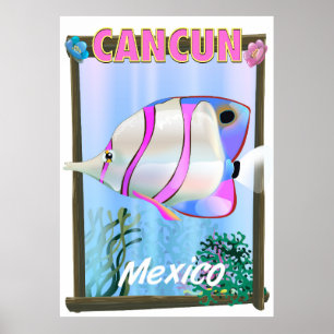 Affiche mexicaine de voyage tropical de Cancun