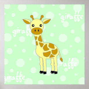 Affiche mignonne de bébé girafe / impression