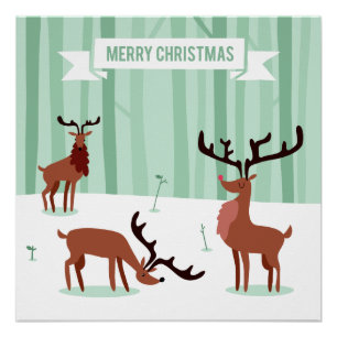 Affiche mignonne de Noël de rennes