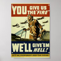 Affiche militaire vintage Give em Hell