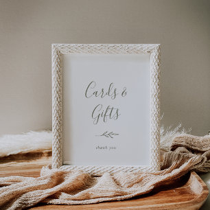 Affiche minimale de cartes et cadeaux de feuille d