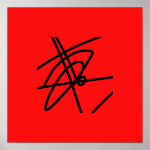 Affiche minimaliste abstraite lignes noir rouge