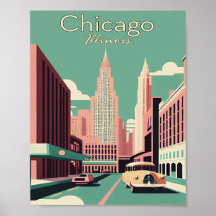 affiche minimaliste d'art Vintage voyage chicago