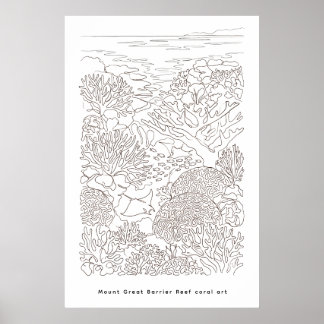 Affiche minimaliste de récif corallien sous la mer