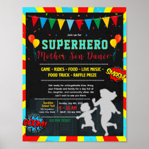 Affiche modifiable de danse mère-fils super-héros