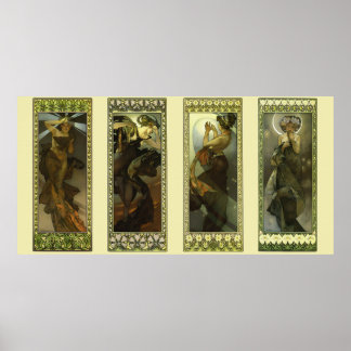 Affiche Moon and Stars d'Alphonse Mucha