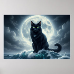 Affiche Moonlight Wave & Black Cat