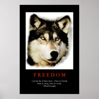 Affiche Motivante Loup aux Yeux d'Esprit de Libert