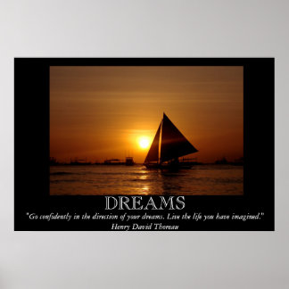 Affiche motivationnelle Dreams Sunset Sailboat