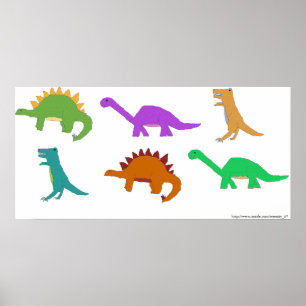 Affiche multicolore de dinosaures