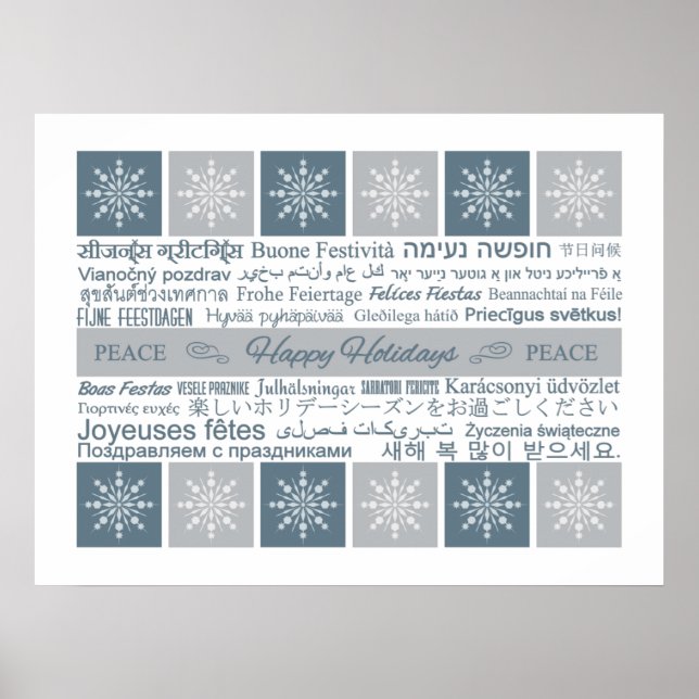 Affiche multilingue Happy Holidays (Devant)