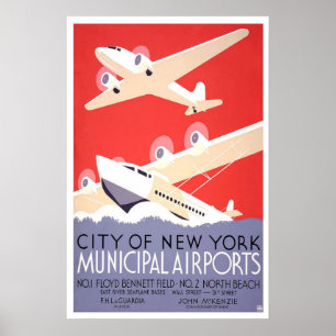 Affiche municipale d'aéroports de ville de
