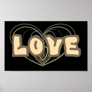 Affiche murale avec images d'amour et de cœur