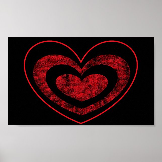Affiche murale cœur rouge et noir (Devant)