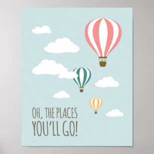 Affiche murale de chambre d'enfant ballon à air ch