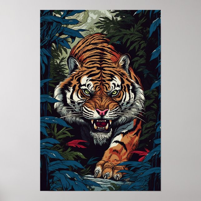 Affiche murale de tigre, Illustration de style art (Devant)