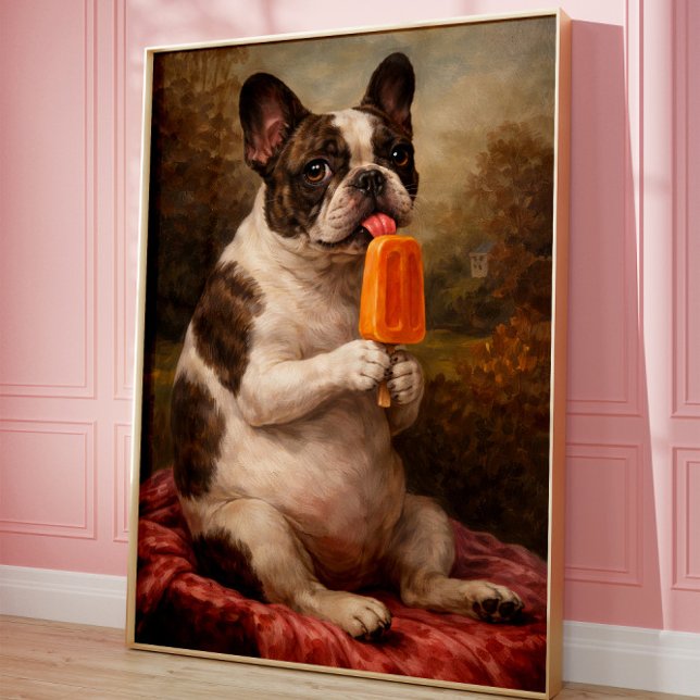 Affiche murale drôle de bouledogue français sucett (Créateur téléchargé)