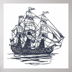 Affiche nautique de bateau