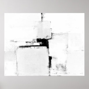 Affiche noire et blanche d'art abstrait de