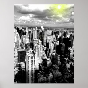 Affiche noire et blanche d'horizon de New York
