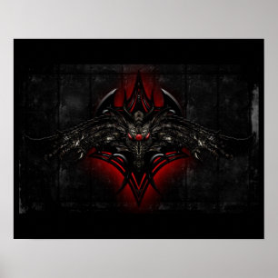 Affiche noire et rouge de dragon