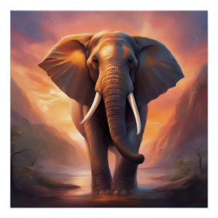Affiche numérique portrait éléphant