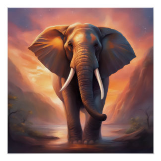 Affiche numérique portrait éléphant