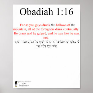 Affiche Obadiah 1:16 de traduction de source ouver