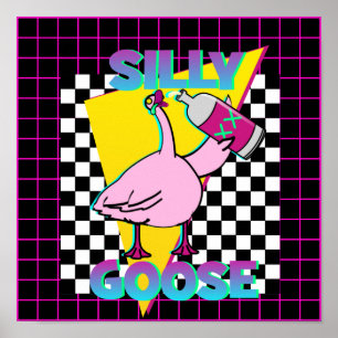 Affiche Oie Idiote Vintage 80s