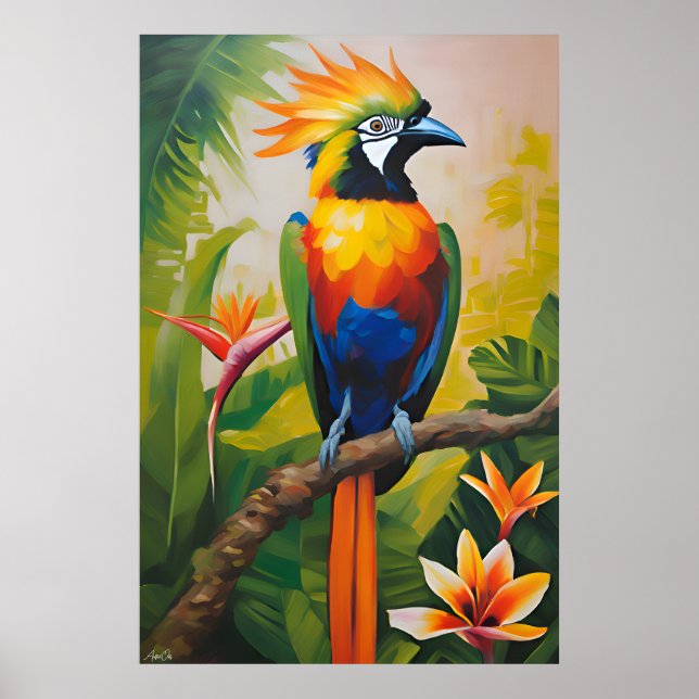 Affiche | Oiseau du paradis | Style de peinture à  (Devant)