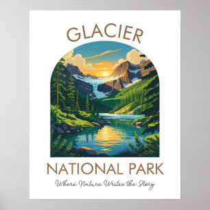 Affiche panoramique du parc national de Glacier
